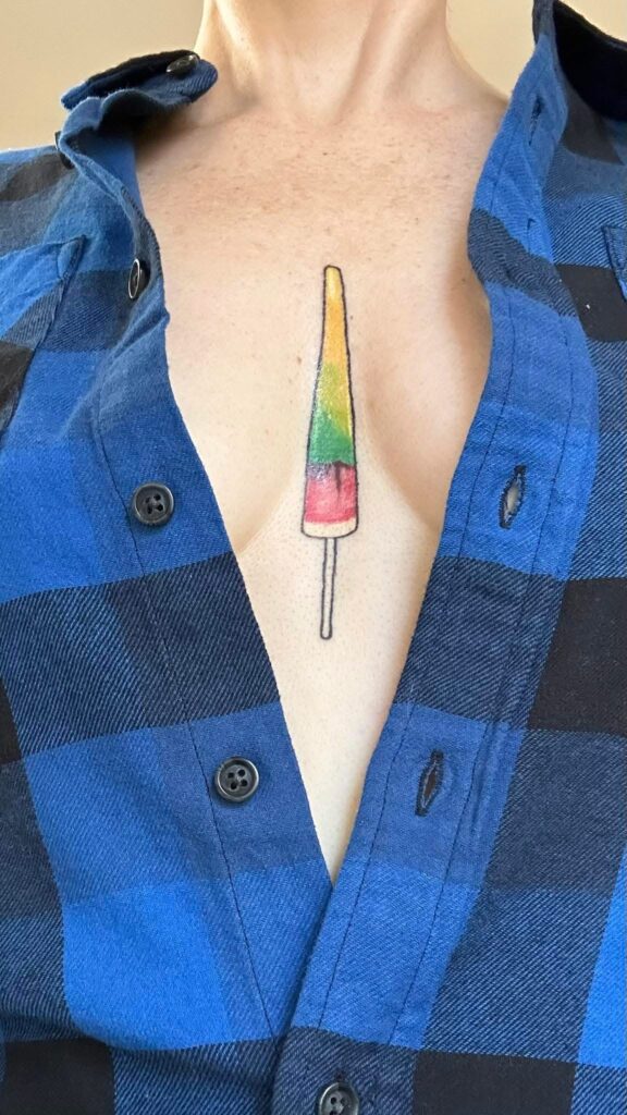 Heart chakra symbol on chest